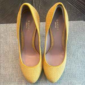 Gucci Yellow Textured Heels